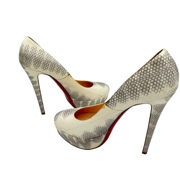 Christian Louboutin Roccia Watersnake Bianca 140 Platform Pumps Size 8.5 - Picture 5 of 13